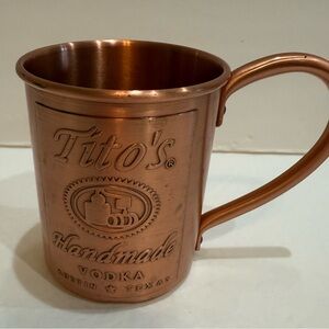 Tito’s Handmade Vodka Branded Solid Copper Mug Moscow Mule Barware Cup 12 Oz